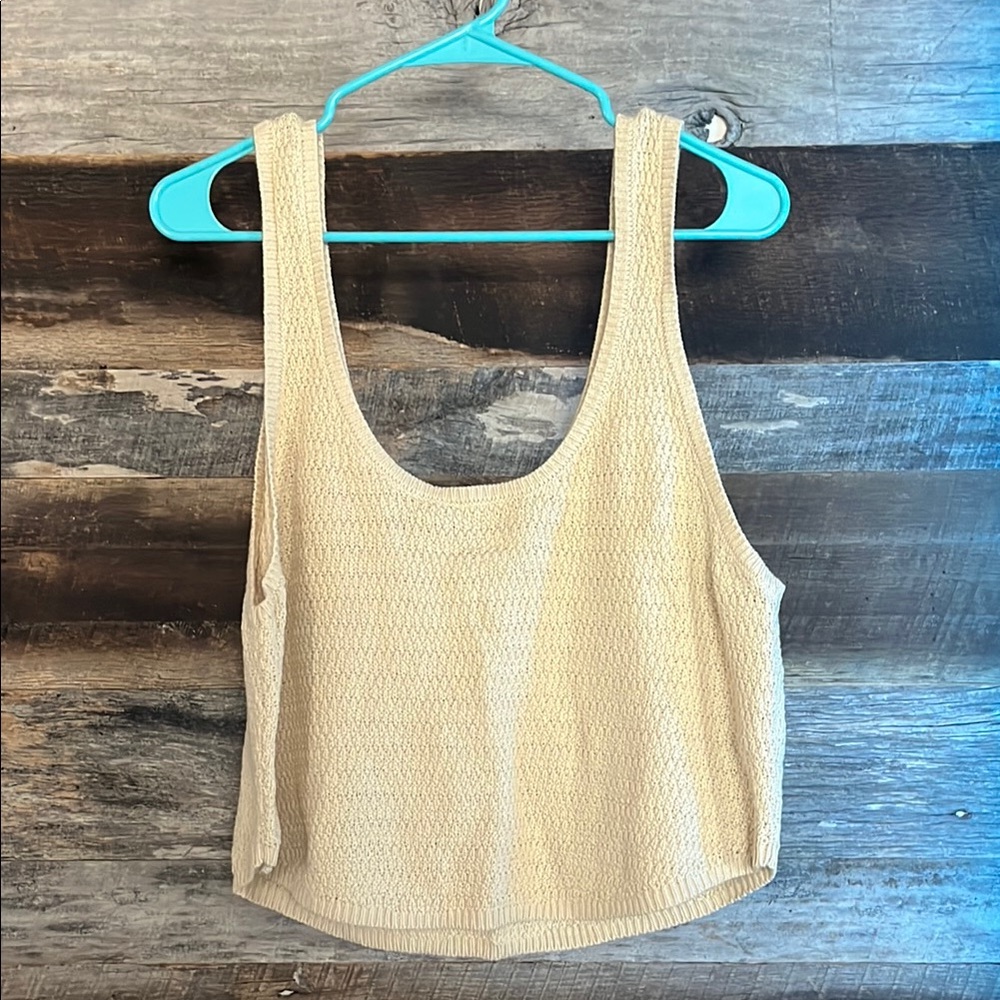 Cream Sleeveless Knit Top